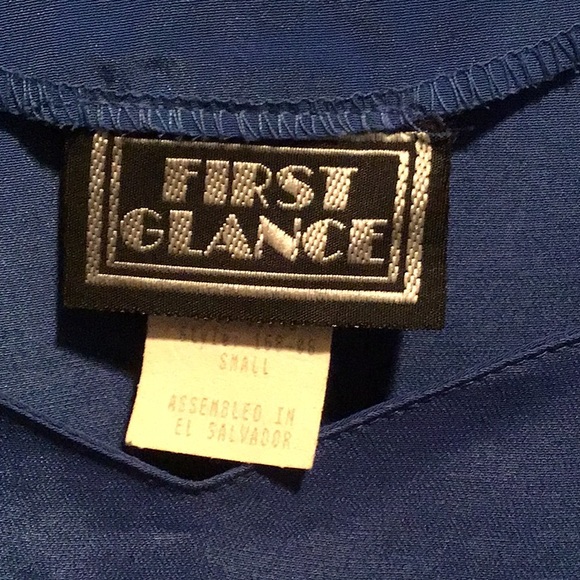 First Glance Royal Blue Sleeveless Tank Small Scalloped Neck - Picture 2 of 3